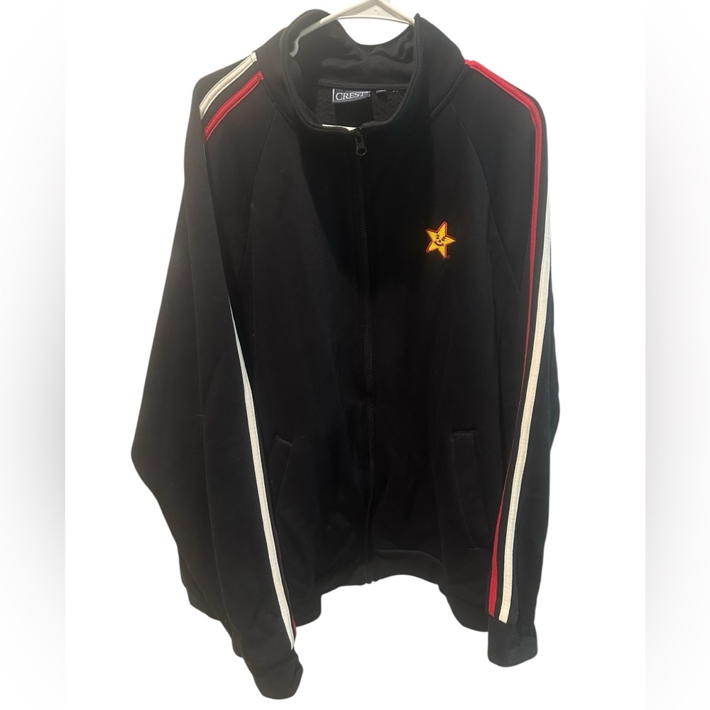 Vintage Crest Carls Jr. Mens Black Full Zip Employee Uniform Jacket